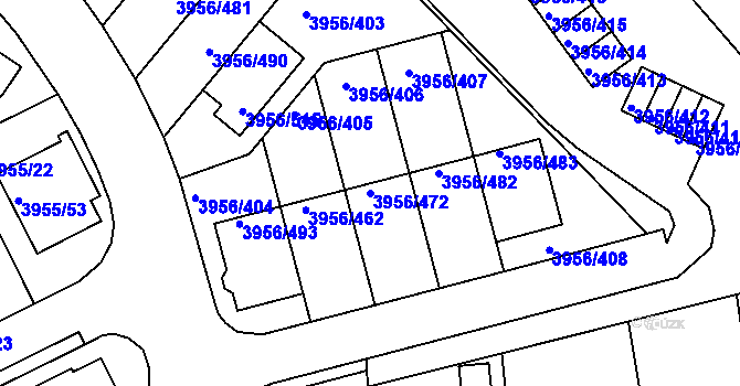 Parcela st. 3956/472 v KÚ Jindřichův Hradec, Katastrální mapa