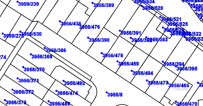 Parcela st. 3956/478 v KÚ Jindřichův Hradec, Katastrální mapa