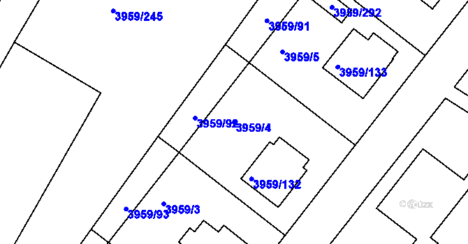 Parcela st. 3959/4 v KÚ Jindřichův Hradec, Katastrální mapa