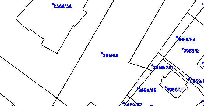 Parcela st. 3959/8 v KÚ Jindřichův Hradec, Katastrální mapa