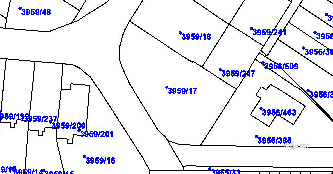 Parcela st. 3959/17 v KÚ Jindřichův Hradec, Katastrální mapa