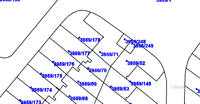 Parcela st. 3959/71 v KÚ Jindřichův Hradec, Katastrální mapa