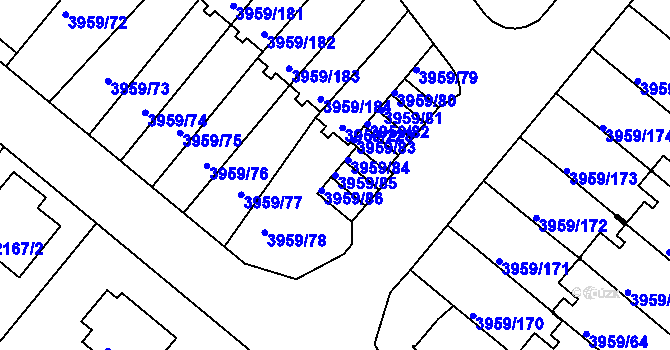 Parcela st. 3959/85 v KÚ Jindřichův Hradec, Katastrální mapa