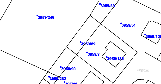 Parcela st. 3959/89 v KÚ Jindřichův Hradec, Katastrální mapa