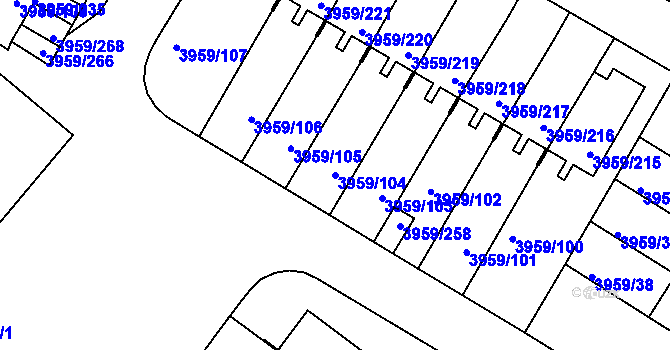 Parcela st. 3959/104 v KÚ Jindřichův Hradec, Katastrální mapa