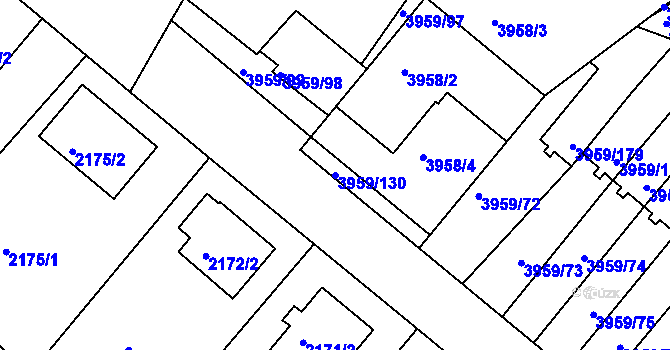 Parcela st. 3959/130 v KÚ Jindřichův Hradec, Katastrální mapa