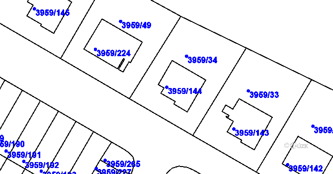 Parcela st. 3959/144 v KÚ Jindřichův Hradec, Katastrální mapa