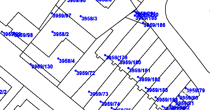 Parcela st. 3959/179 v KÚ Jindřichův Hradec, Katastrální mapa