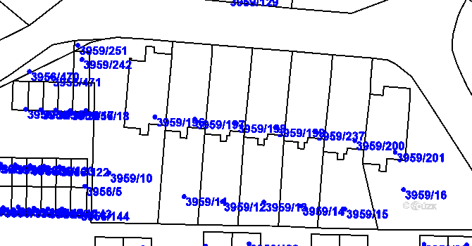 Parcela st. 3959/198 v KÚ Jindřichův Hradec, Katastrální mapa