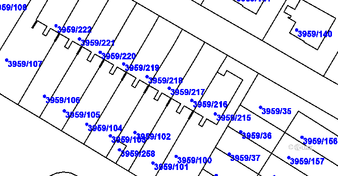 Parcela st. 3959/217 v KÚ Jindřichův Hradec, Katastrální mapa