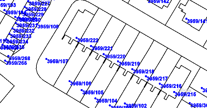 Parcela st. 3959/220 v KÚ Jindřichův Hradec, Katastrální mapa