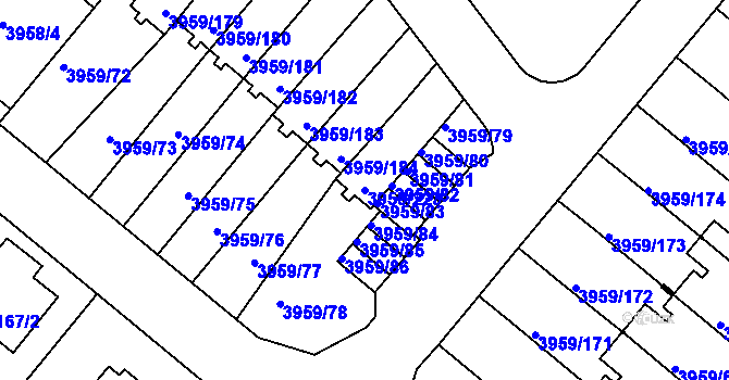 Parcela st. 3959/223 v KÚ Jindřichův Hradec, Katastrální mapa