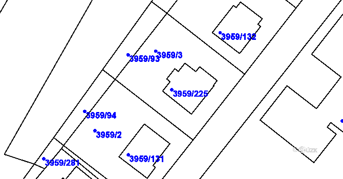 Parcela st. 3959/225 v KÚ Jindřichův Hradec, Katastrální mapa