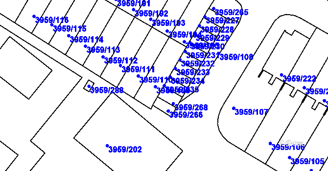 Parcela st. 3959/235 v KÚ Jindřichův Hradec, Katastrální mapa