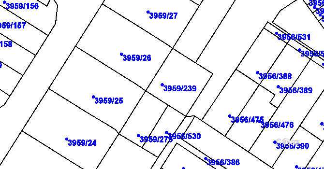 Parcela st. 3959/239 v KÚ Jindřichův Hradec, Katastrální mapa