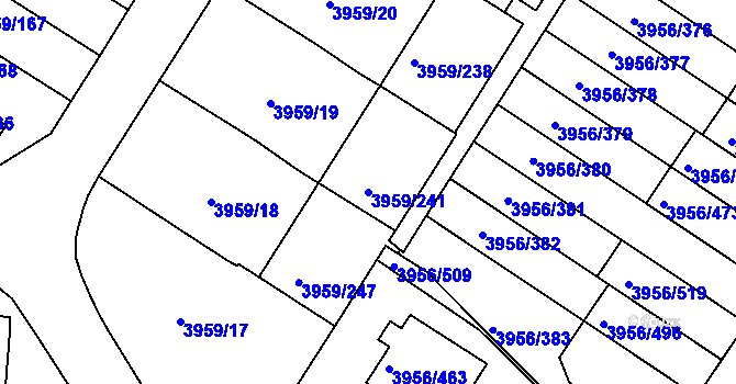 Parcela st. 3959/241 v KÚ Jindřichův Hradec, Katastrální mapa