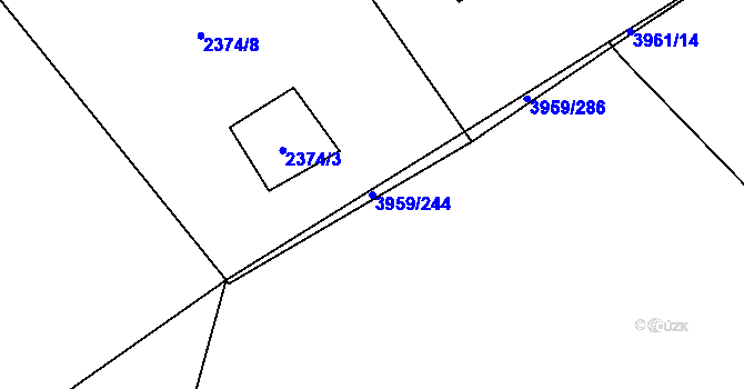 Parcela st. 3959/244 v KÚ Jindřichův Hradec, Katastrální mapa