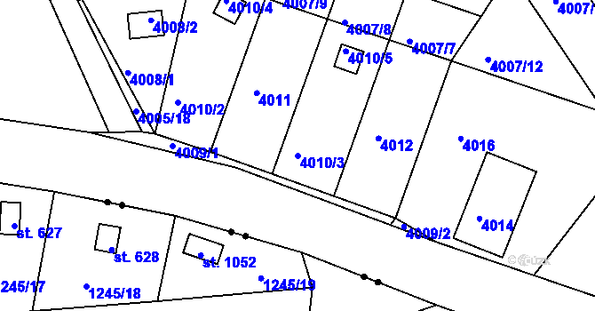 Parcela st. 4010/3 v KÚ Jindřichův Hradec, Katastrální mapa