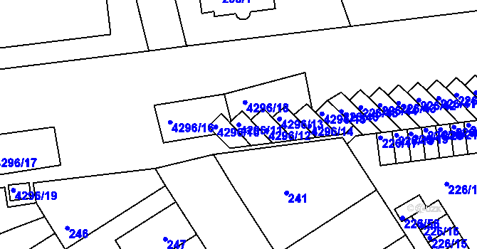Parcela st. 4296/11 v KÚ Jindřichův Hradec, Katastrální mapa