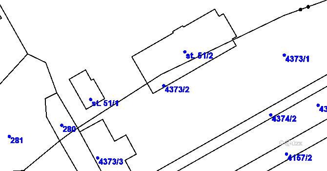 Parcela st. 4373/2 v KÚ Jindřichův Hradec, Katastrální mapa