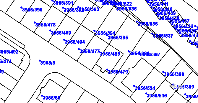 Parcela st. 3956/485 v KÚ Jindřichův Hradec, Katastrální mapa