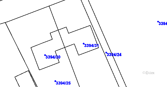 Parcela st. 3394/31 v KÚ Jindřichův Hradec, Katastrální mapa