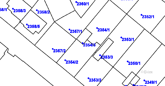 Parcela st. 2354/3 v KÚ Jindřichův Hradec, Katastrální mapa