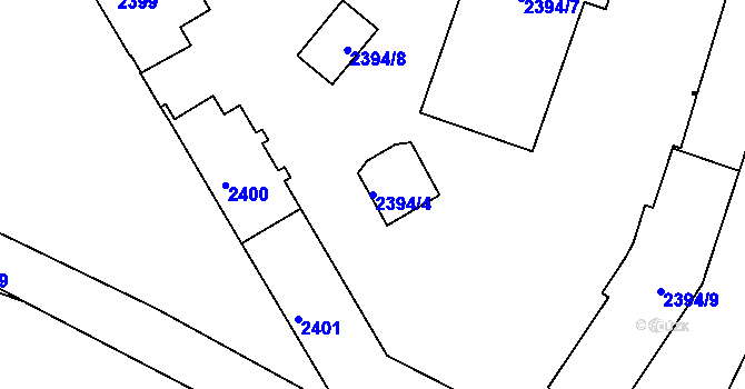 Parcela st. 2394/4 v KÚ Jindřichův Hradec, Katastrální mapa