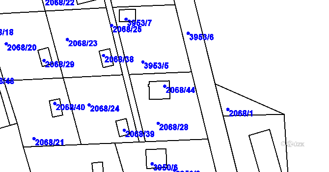 Parcela st. 2068/44 v KÚ Jindřichův Hradec, Katastrální mapa