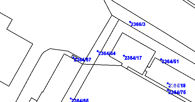Parcela st. 2364/64 v KÚ Jindřichův Hradec, Katastrální mapa