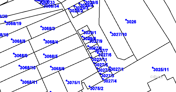 Parcela st. 3027/8 v KÚ Jindřichův Hradec, Katastrální mapa