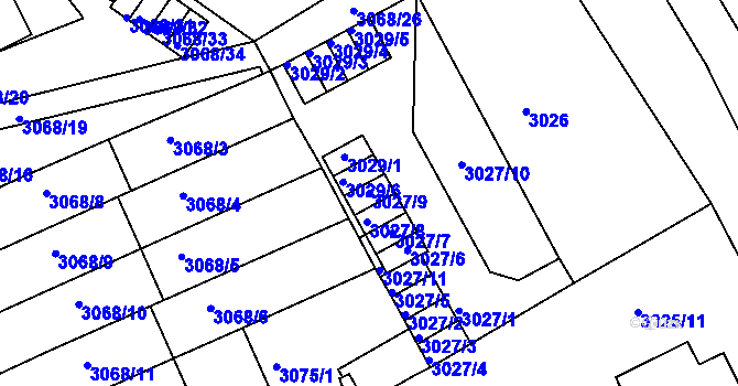 Parcela st. 3027/9 v KÚ Jindřichův Hradec, Katastrální mapa