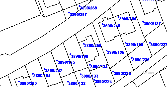 Parcela st. 3890/256 v KÚ Jindřichův Hradec, Katastrální mapa