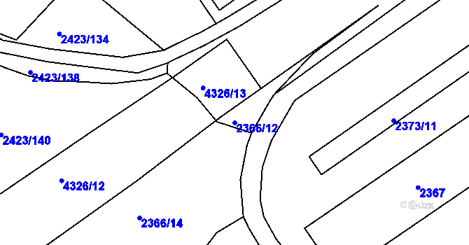 Parcela st. 2366/12 v KÚ Jindřichův Hradec, Katastrální mapa
