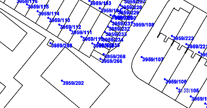Parcela st. 3959/268 v KÚ Jindřichův Hradec, Katastrální mapa