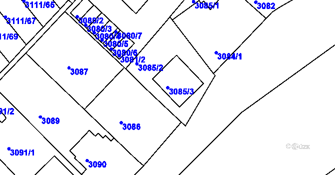 Parcela st. 3085/3 v KÚ Jindřichův Hradec, Katastrální mapa