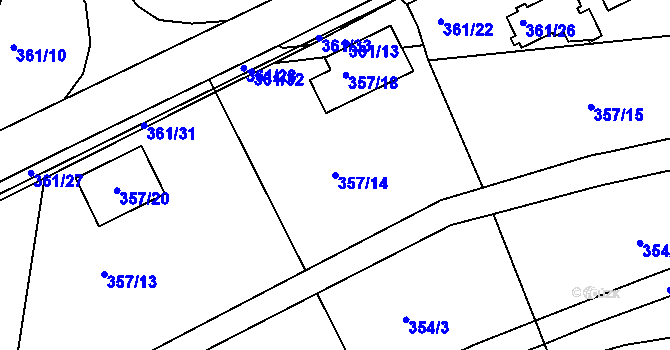 Parcela st. 357/14 v KÚ Jindřichův Hradec, Katastrální mapa