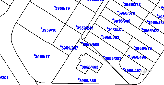 Parcela st. 3956/509 v KÚ Jindřichův Hradec, Katastrální mapa