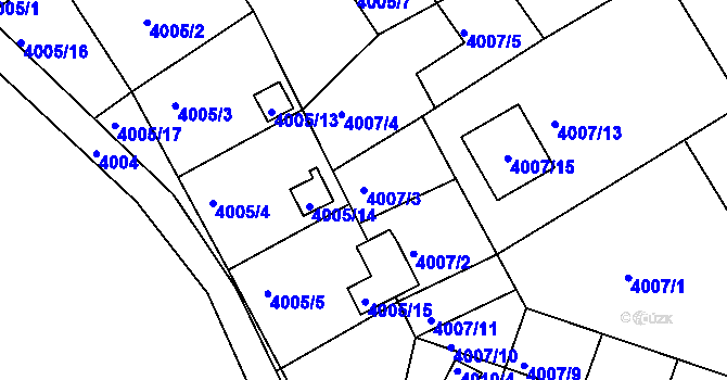 Parcela st. 4007/3 v KÚ Jindřichův Hradec, Katastrální mapa