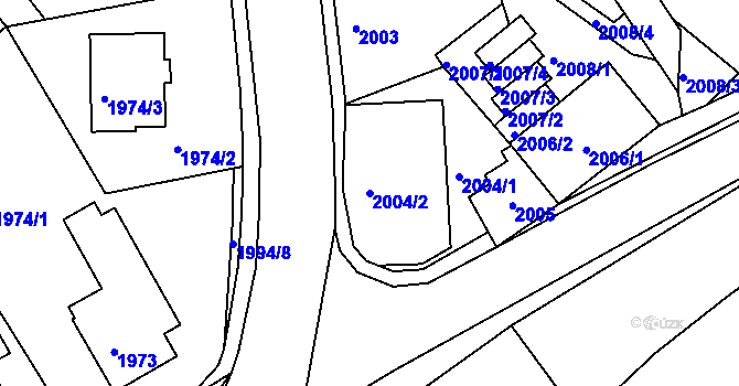 Parcela st. 2004/2 v KÚ Jindřichův Hradec, Katastrální mapa