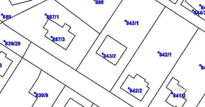 Parcela st. 843/2 v KÚ Jindřichův Hradec, Katastrální mapa