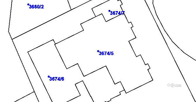 Parcela st. 3674/5 v KÚ Jindřichův Hradec, Katastrální mapa