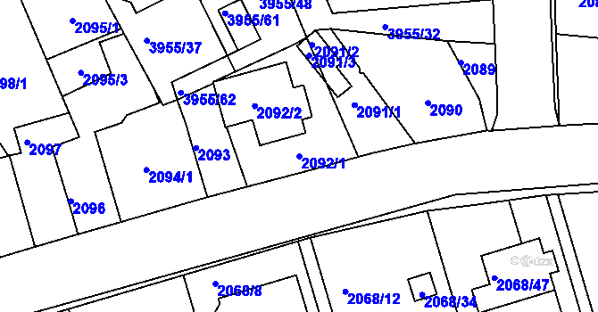 Parcela st. 2092/1 v KÚ Jindřichův Hradec, Katastrální mapa