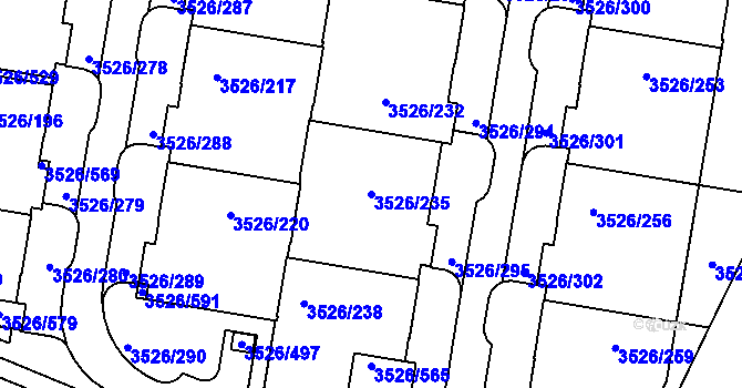 Parcela st. 3526/235 v KÚ Jindřichův Hradec, Katastrální mapa