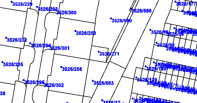 Parcela st. 3526/271 v KÚ Jindřichův Hradec, Katastrální mapa