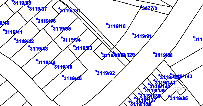 Parcela st. 3119/130 v KÚ Jindřichův Hradec, Katastrální mapa
