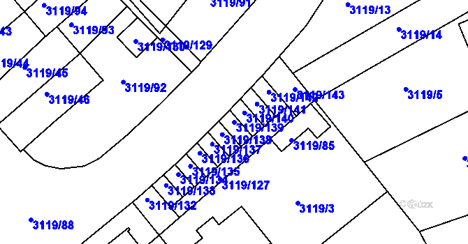 Parcela st. 3119/139 v KÚ Jindřichův Hradec, Katastrální mapa