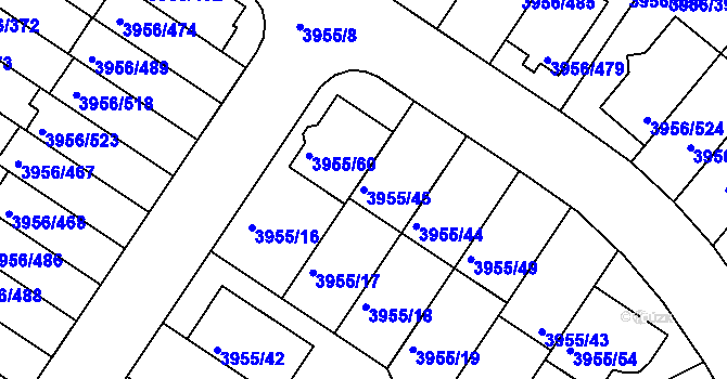 Parcela st. 3955/45 v KÚ Jindřichův Hradec, Katastrální mapa