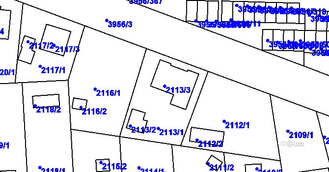 Parcela st. 2113/3 v KÚ Jindřichův Hradec, Katastrální mapa
