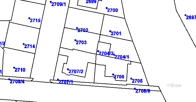 Parcela st. 2704/2 v KÚ Jindřichův Hradec, Katastrální mapa